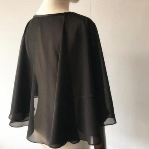 Chiffon Shawl Wedding Shawl Coat Cloak White/Ivory/Black/Red Bridal Bolero Cape Wrap Shrug