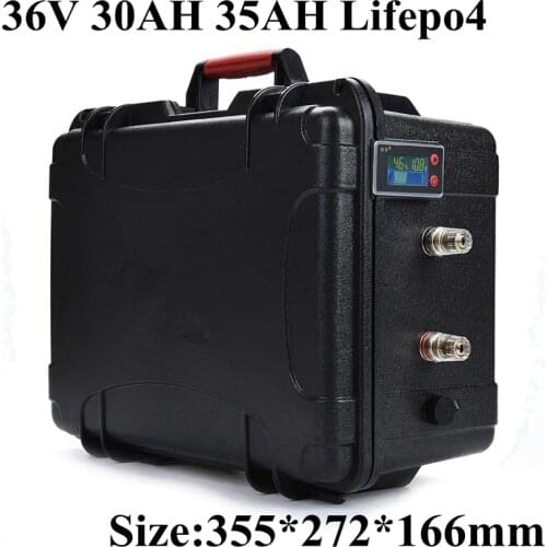 Waterproof 36V 35Ah Lifepo4 Battery 30Ah Lithium Iron Phosphate Battery Electric Bike Scooter Power Motor with BMS + 10A Charger