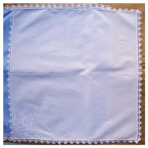 Embroidered thick handkerchief elegant hand pure cotton handmade net buckle lace 42cm square towel