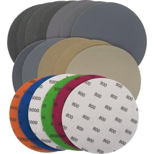 6 Inch 60-10000 Grit High Performance Hook & Loop Sanding Discs 150mm Silicon Carbide Flocking Sandpaper for Wet Dry Sanding