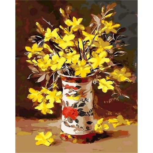 YIKEE Diamond Embroidery Flower Yellow Diamond Painting Full Square Rhinestones Cross Stitch DIY Hobby h1311