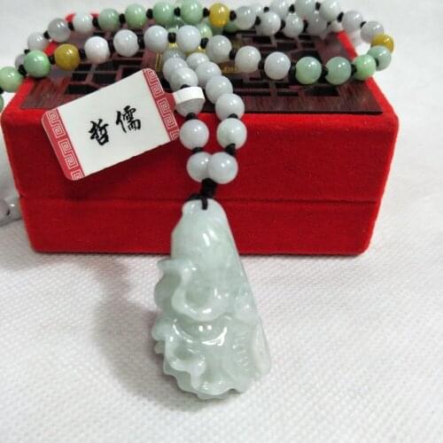 Zhe Ru Jewelry Pure Natural Jadeite Light Green Good Luck Cabbage Pendant Tricolor Jade Bead Necklace A ClassNational