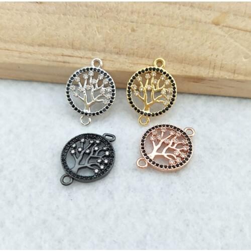 10 Pieces CZ zircon Micro Pave TREE Connector,Double Bails Beads Charm,for DIY Bracelets Jewelry Finding CT362