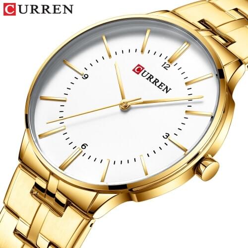 2019 Mens Watches Top Brand CURREN Mens fashion Luxury Gold Quartz Watch for Men Simple Business Wristwatch Relogio Masculino