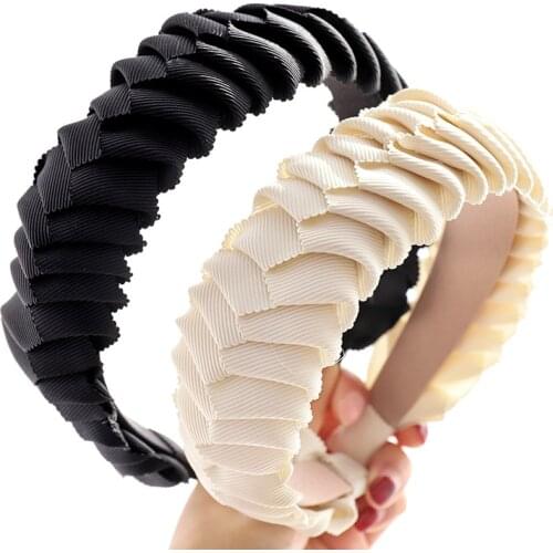 2020 Vintage Solid Cloth Braided Bezel Hairband Women Fold Turban Headband Girls Hair Accessories Opaska Do Wlosow Diademas