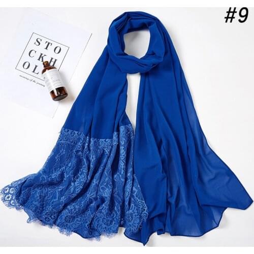 2021 spring and summernew style Malaysia 70*170 cm new pearl chiffon lace hijab women scarf wedding veil