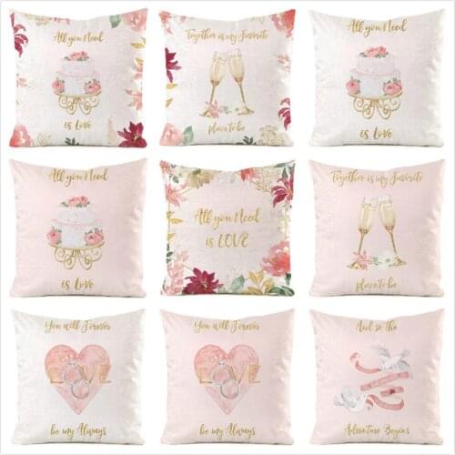 45cm*45cm **Romantic Words** Inimitated Silk Fabric Throw Pillow Covers Couch Cushion Cover Home Decorative Pillows Pillow Case