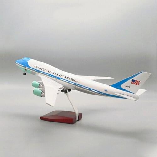 47CM Airplane Model Toys B747 Air Force One Aircraft Model WLight and Scale Diecast Plastic Resin Alloy Plane