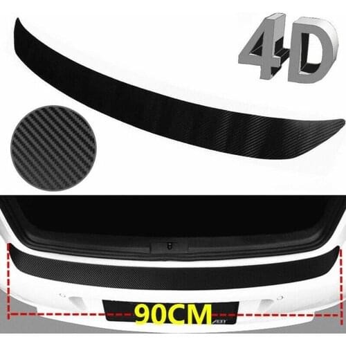 90cm 4D Carbon Fiber Car Rear Bumper Trunk Scuff Protective Anti-Scratch Sill Cover Trim Guard Edge Decal Sticker Strip