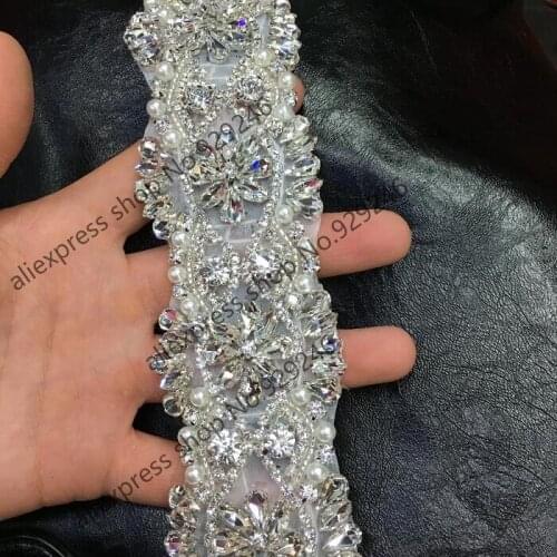 Free shipping 86cm/lot 5 cm wide glass crystal rhinestone chain trims hotfix stone applique for bridal wedding dress decoration