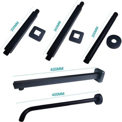 Free Shipping Stainless Steel Wall Mount Ceiling Mount Shower Arm Top Rain Shower Holder Square Round Shower Head Pipe Black