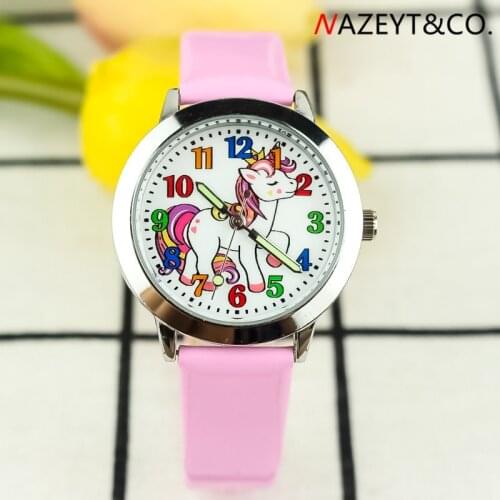 New Arrival Fashion Quartz Kids Cartoon Unicorn Horse Watch Children Student Girls Boys Watches Relogio Feminino Kol Saati Clock