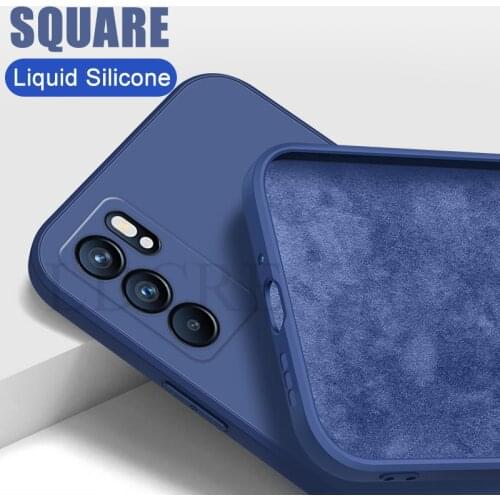 For OPPO Reno6 Case Liquid Square Silicone Bumper Original Rubber Phone Case For OPPO Reno 6 Pro Cover For OPPO Reno 6 Pro Plus