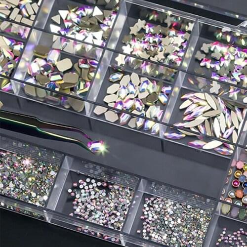 Q1FB Nails Art Rhinestones Glitter Irregular Bead 3D FlatBack Studs Gem Tool Nail Manicure Kits Nail Art Jewelry
