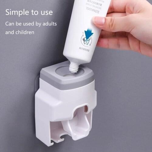 Toothbrush Holder Dustproof Wall Mounted Convenient Toothpaste Squeezer Toothpaste Dispenser For Bathroom SCVD889