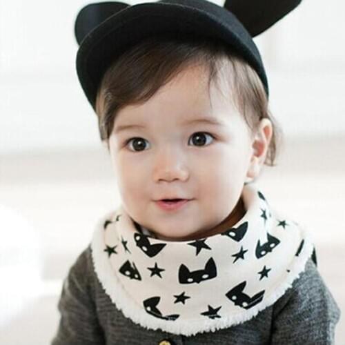 Baby Bib Winter Warm Infants Kids Cartoon Pattern Babies Towel Saliva Lunch Feeding Star Print Bibs & Burp Cloths BB0155