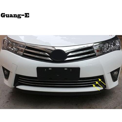 For Toyota Corolla Altis 2014 2015 2016 Car Body Styling Protection Stainless Steel Trim Front Up Grid Grill Grille Hoods 3pcs