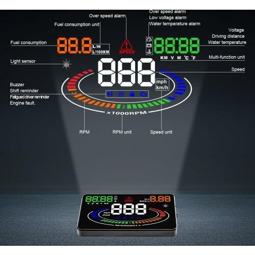 E300 OBD2 Gauge Head Up Display Car Hud On-board Computer Auto Digital Speedometer Car Electronics Speed Projector Accessories