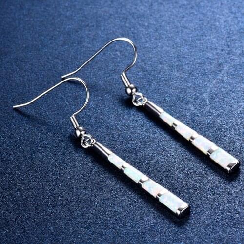 Hermosa Queen Design Pretty Natural White Opal Dangle Earrings For Women 2 1/8 Inch