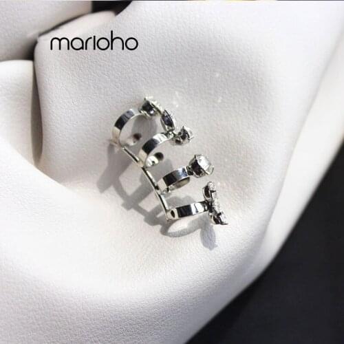 Exquisite Wild Silver Color Shiny Rhinestone Ear Bone Clip Earrings Fashion Metal Statement Earrings Women Wedding Party Jewelry