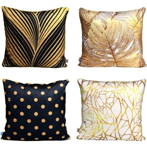 MERRYLIFE Gold Geo Throw Pillow Case 4pcs Geometry Abstract Cushion Covers for Home Sofa Chair Decorative Pillowcases