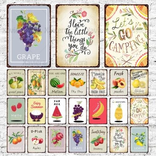 Fruit Food Metal Tin Sign Inspirational Quotes Retro Plaque Art Iron Painting Interior Decoration Fruit Shop Shopping Mall Cafe