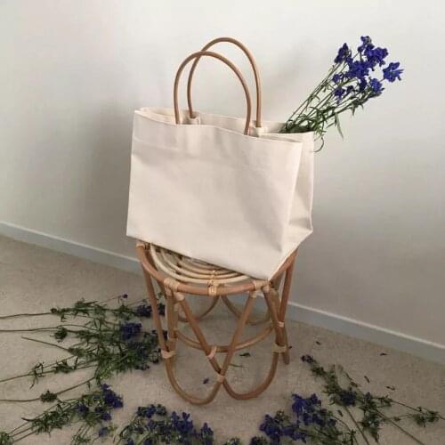 Fashion Ins Handbags Single Shoulder Shopping Bag Summer White Casual Totes Jumbo Canvas Totes Reusable Beach Bag Shoulder Bag