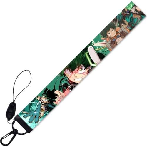 My Hero Academia Hand Rope Keychain Midoriya Izuku All·Might Todoroki Shoto Short Lanyards Mobile Phone Straps USB Badge Holder