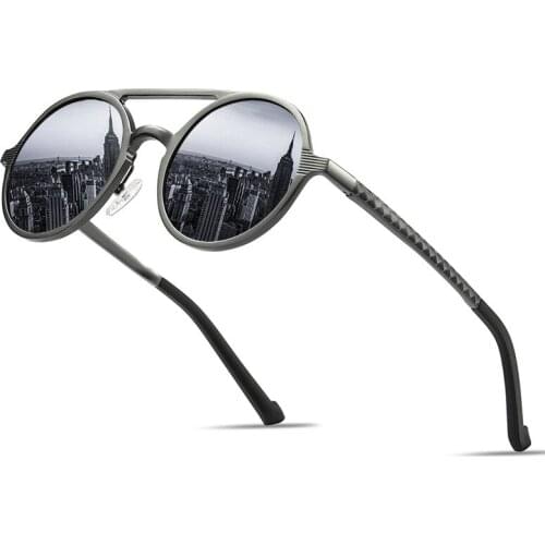 2021 Retro Round Frame Sunglasses Men Aluminum Magnesium Polarized Sunglasses Fashion Eyewear Driving Mirror Aviation glasses