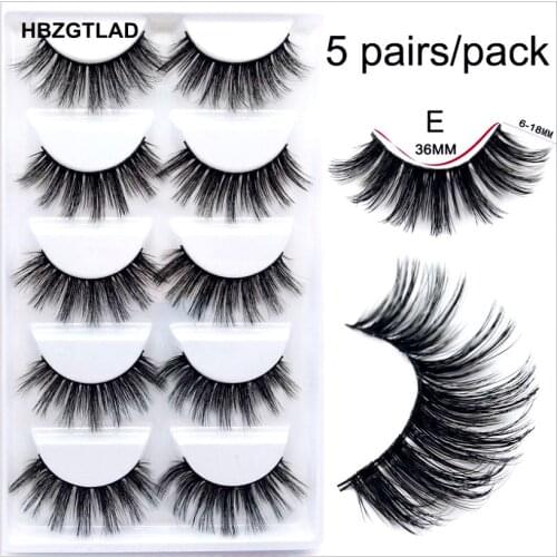 2018 NEW 5 pairs 100% Real Mink Eyelashes 3D Natural False Eyelashes 3d Mink Lashes Soft Eyelash Extension Makeup Kit Cilios E