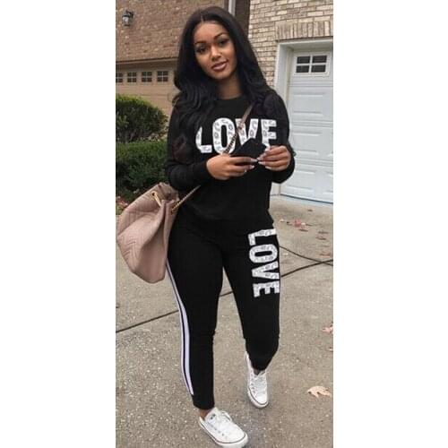 New Autumn and Winter 2020 Womens New Products Simple Fashion Casual Letters Leopard Print Sports Suit