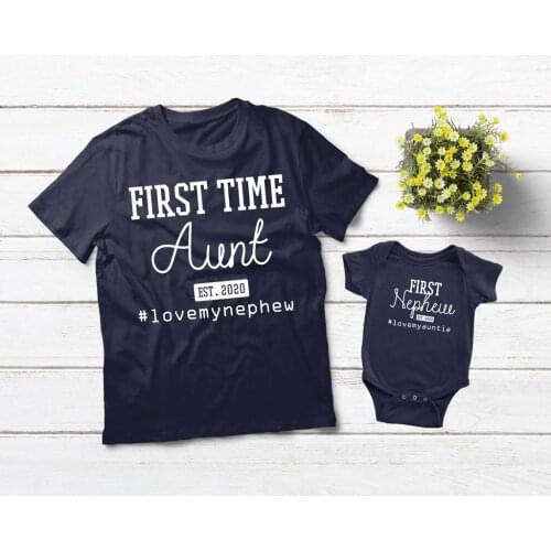 Aunt and Nephew Matching Shirts First Time Outfits Women and Baby Summer Short Sleeve Tee Shirts Newborn Baby Unisex Ropa