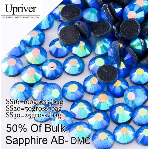 Bulk Packing Shiny Stones Flatback Best Quality SS16 SS20 SS30 Sapphire AB Hotfix Rhinestones