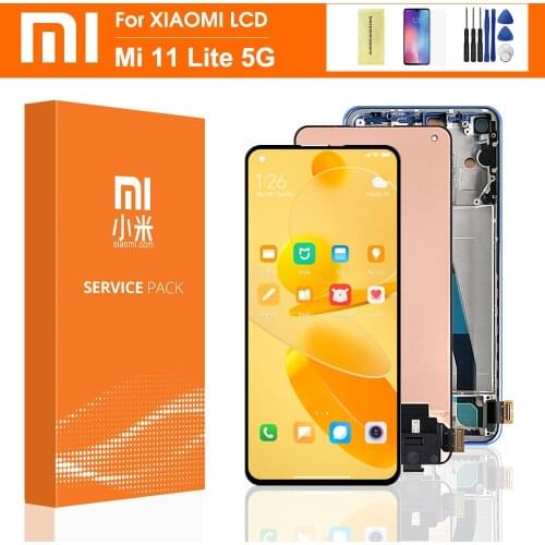 6.55'' Original For Xiaomi Mi 11 Lite 5G LCD Display Touch Screen Panel Digitizer +Frame For Xiaomi 11 Mi11 Lite LCD Display