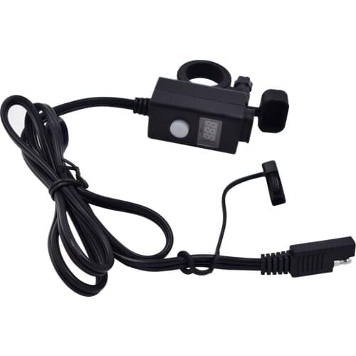 SAE to USB Adapter Motorcycle Quick Disconnect Plug with USB Charger 2.1A and LED Digital Voltmeter