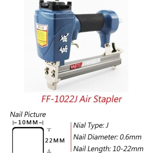 Air Stapler 1022J Nail Gun For Width 10mm Code Nail 10-22mm U Nail Pneumatic Air Nail Gun 0.6mm Nial Diameter/8mm Pipe