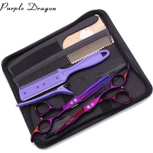 Professional Hair Scissors 6" Purple Dragon JP Stainless 1011# Barber Shop Hair Cutting Scissors Hairdressing Thinning Scissors