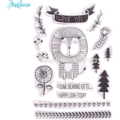 Happy lion transparent clear stamps for Scrapbooking/Card Making/Stamps set stationery Kid Christmas Fun Party Supply Decor
