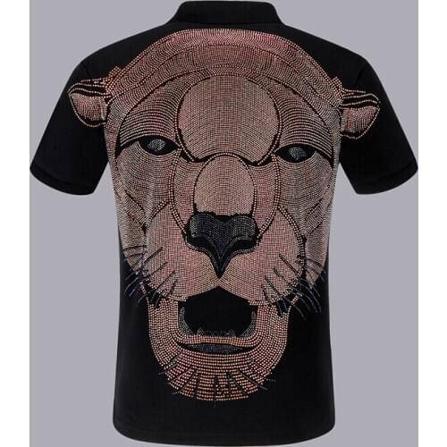 2020 New polo shirt high quality polo shirts pure cotton men polo shirt with Diamond Stone on back