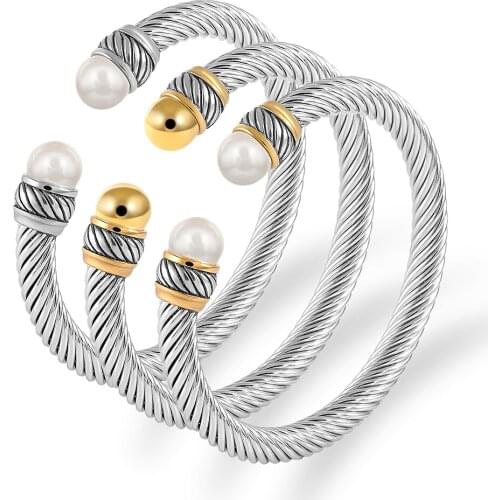 Unique Chain Link Braided Open Cuff Fashion Bangles Vintage Stainless Steel Sporty Women Charm Bracelets