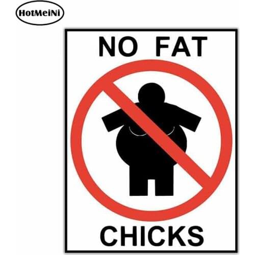 HotMeiNi 13cm x 10cm Funny Car Stickers No Fat Chicks Graphics Racing Car Wall Laptop Decals Waterproof Warning sticker