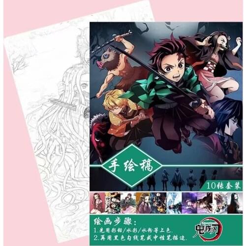A4 Copy Notebook Learning Resources Demon Slayer Tokyo Ghoul Anime Drawing Board Sets Toys Kimetsu No Yaiba Adult Coloring Book