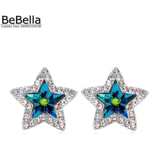 BeBella crystal star pentagram stud earrings with Crystals from Swarovski fashion jewelry for women girls Christmas gift