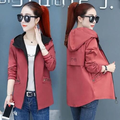 Women Trench Coat New Spring Autumn Jacket Korean Loose Hooded Outwear Ladies Coat Tops Female Overcoat Windbreaker Plus Size