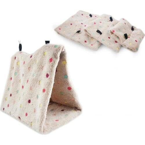 Winter Polka Dot Warm Pet Bird Triangle Cave Cage Hammock Parrot Hanging Bed