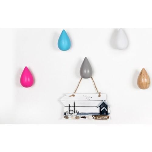 1PC Wooden Wall Hanger Coat Hook Water Drop Shape Coat Racks Decorative Hook Home Decoration MI 011