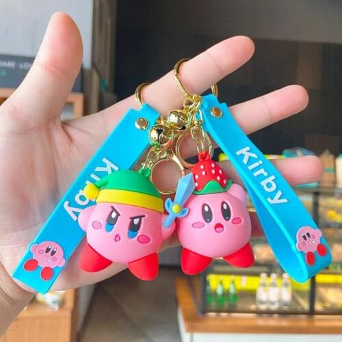 10pcs/Lot Cartoon Waddle Dee Doo Game Sweet Pink Kirby Anime Pendant Keychian Children Birthday Gifts Women Car Bag Key Chian