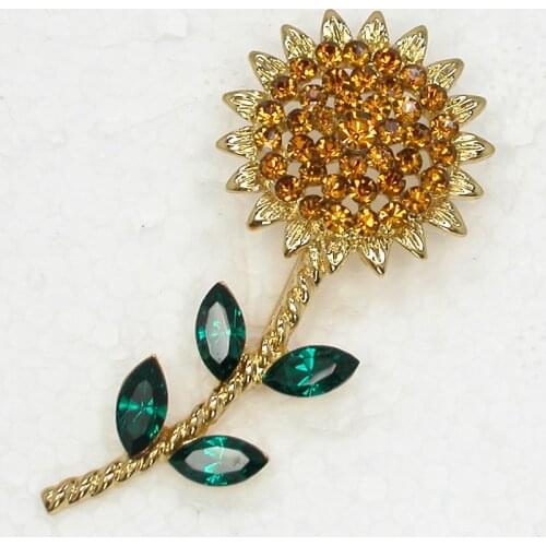 12pcs/lot Wholesale Fashion Brooch Marquise Rhinestone Sunflower Flower Pins brooches jewelry Gift Bridal wedding party C101755