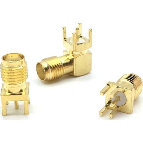 2/5/10Pcs 1.6MM SMA Female Jack Solder Nut Edge PCB Clip Straight Mount Gold Plated RF Connector Right Angle Receptacle Solder