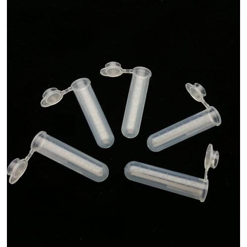 200pcs 7ml Plastic circular bottom centrifuge tube without scale lab Sample culture tube with cover